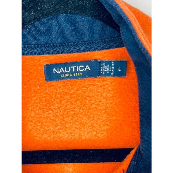 NAUTICA Quarter Zip Pullover in Orange and Navy MENS SIZE LARGE - Picture 6 of 7